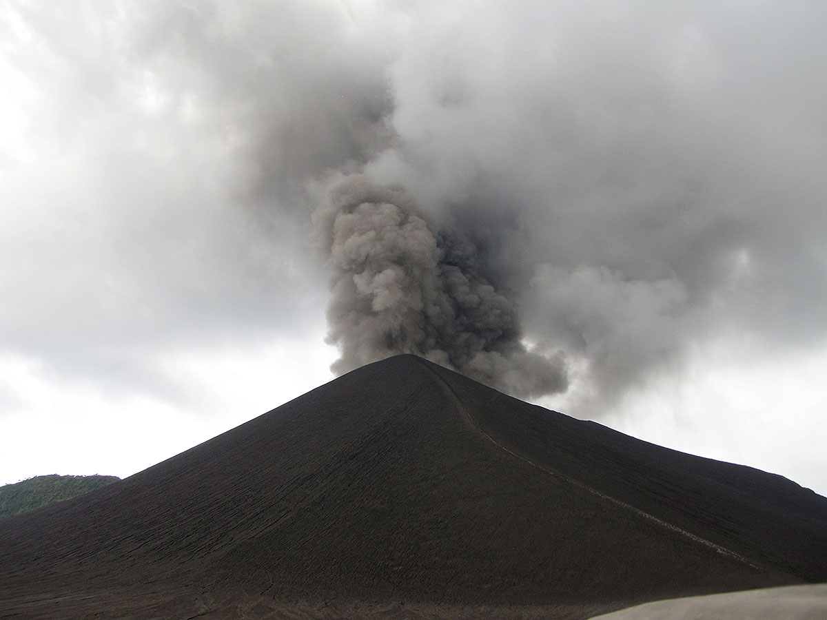 A safe distance from a volcano